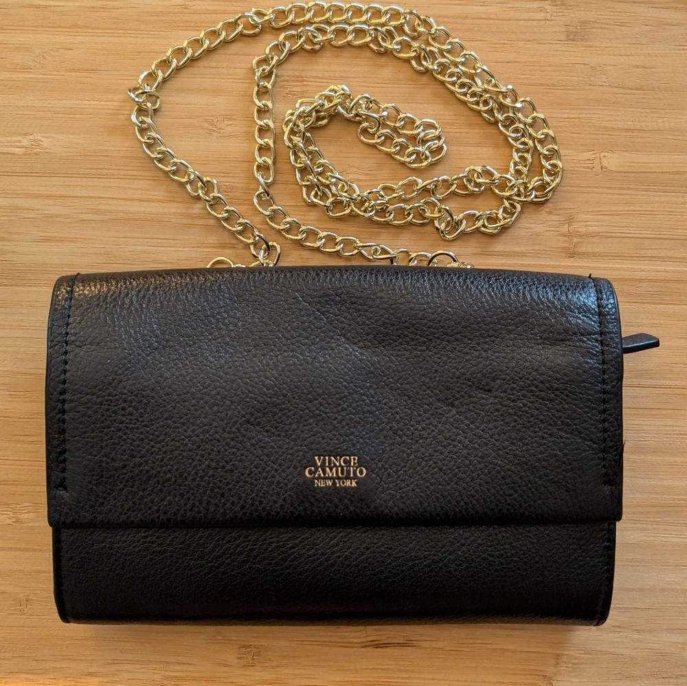 Vince Camuto black / gold shoulder bag or clutch